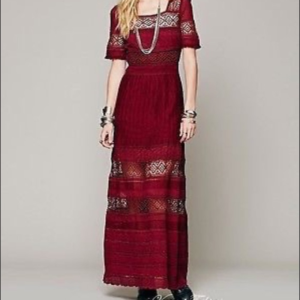Free People Women's Red Mix in The Crochet Dress